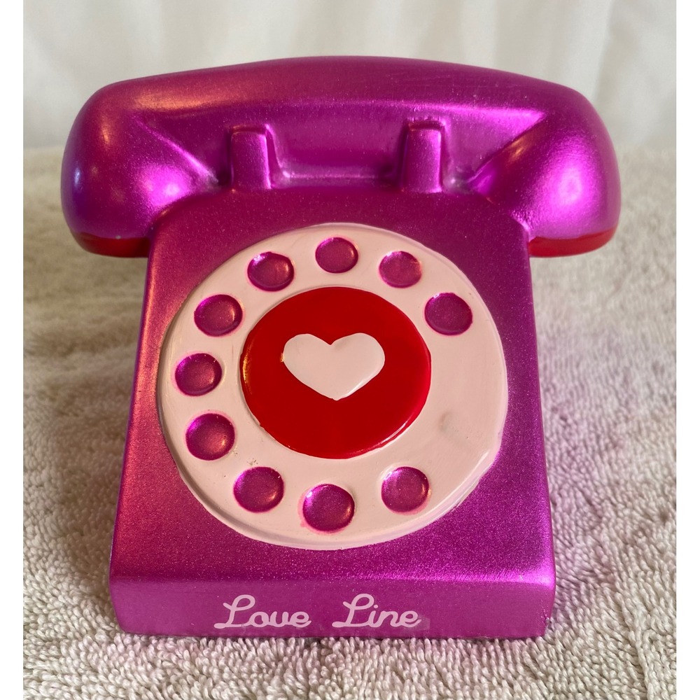 Spritz Love Line Pink Rotary Phone Paperweight Retro Decor Heart New